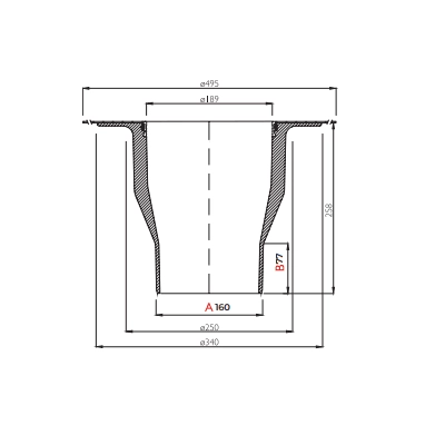 Wpust dachowy SITA STANDARD z ogrzewaniem samoregulującym - 160 MM