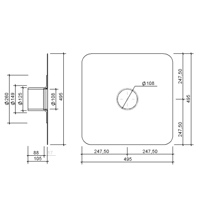 Wpust attykowy EASY PLUS - 125 MM