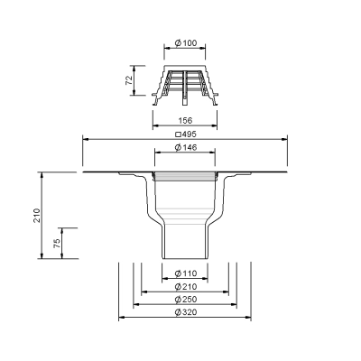 Wpust dachowy SITA TRENDY - 110 MM