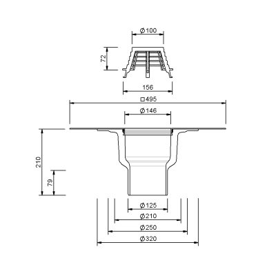 Wpust dachowy SITA TRENDY - 125 MM