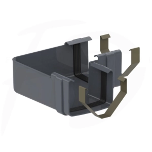 Narożnik uniwersalny 90° do rynny kwadratowej PVC ⌀ 135 firmy KROP w kolorze grafitowym