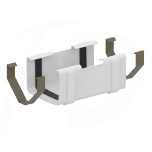 Złączka rynny kwadratowej PVC ⌀ 135 firmy KROP w kolorze białym