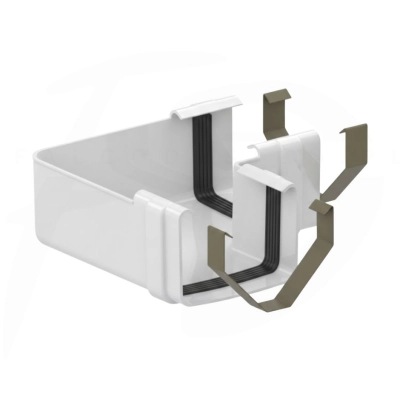 Narożnik uniwersalny 90° do rynny kwadratowej PVC ⌀ 135 firmy KROP w kolorze białym