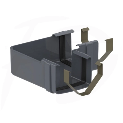 Narożnik uniwersalny 90° do rynny kwadratowej PVC ⌀ 135 firmy KROP w kolorze grafitowym