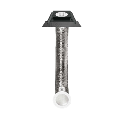 Świetlik rurowy FAKRO SFZ - rura giętka, płaski element dachowy, pokrycia profilowane do 45 mm, czarny RAL 9005