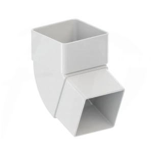 Kolano pod zadany kąt KROP Kwadrat PVC 80 × 80 mm – biały RAL 9010