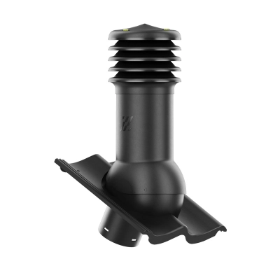 Kominek wentylacyjny HiVent nieocieplony fi 125 do dachówki Goteborg firmy Creaton – kolor Planar duratop czarny