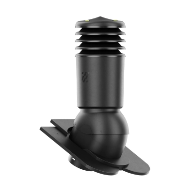 Kominek wentylacyjny HiVent ocieplony fi 125 do dachówki Karpiówka – krycie w koronkę – kolor Czarny