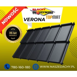 Blachodachówka modułowa Verona firmy Blachy Pruszyński 35 lat gwarancji czarny MAT 9005