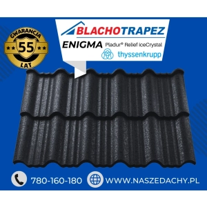 Blachodachówka Enigma firmy Blachotrapez Ice Crystal 55 lat gwarancji