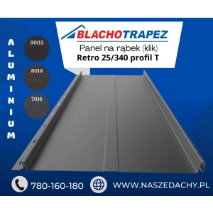 Blacha na rąbek Retro 25/340 Trapezowy od firmy Blachotrapez Aluminiowa 0,6mm