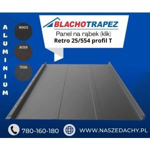 Blacha na rąbek Retro 25/554 Trapezowy od firmy Blachotrapez Aluminiowa 0,6mm