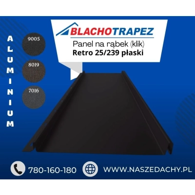 Blacha na rąbek Retro 25/239 płaski od firmy Blachotrapez Aluminiowa 0,6mm