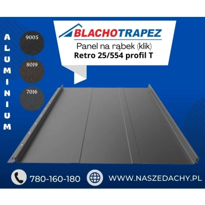 Blacha na rąbek Retro 25/554 Trapezowy od firmy Blachotrapez Aluminiowa 0,6mm