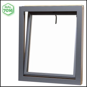 Okno kolankowe drewniane FAKRO BVP P50 – uchylne, naturalne drewno, czarny RAL 9005