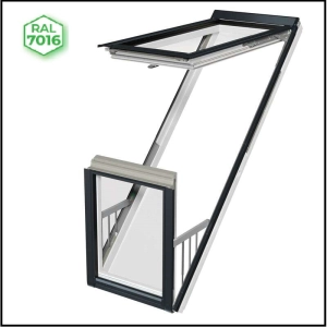 Okno balkonowe FAKRO FGU-V P50 GREENVIEW – antracyt RAL 7016