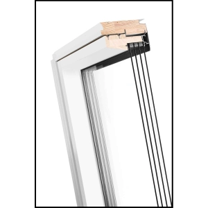 Białe pasywne okno dachowe FAKRO FTT/U U8 Thermo – czarny RAL 9005, kołnierz Thermo + XDK