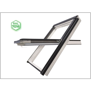 Okno dachowe PVC FAKRO PTP-V U41 – biały RAL 9003, z nawiewnikiem, oblachowanie RAL 7016