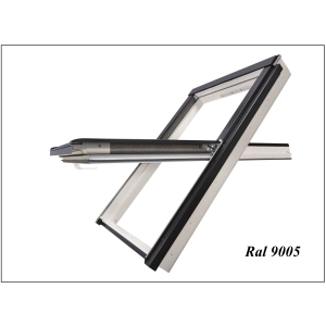 Okno dachowe PVC FAKRO PTP-V U41 – biały RAL 9003, z nawiewnikiem, oblachowanie RAL 9005