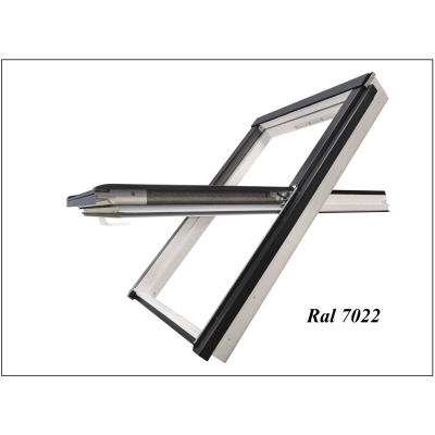 Okno dachowe PVC FAKRO PTP-V U41 – biały RAL 9003, z nawiewnikiem, oblachowanie RAL 7022