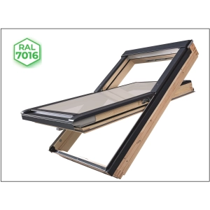 Okno dachowe obrotowe FAKRO FTP-V U41 APMX – drewno naturalne, RAL 7016
