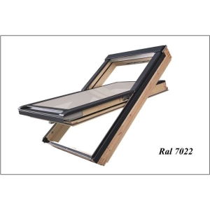Okno dachowe obrotowe FAKRO FTP-V P50 GPMX – drewno naturalne, RAL 7022
