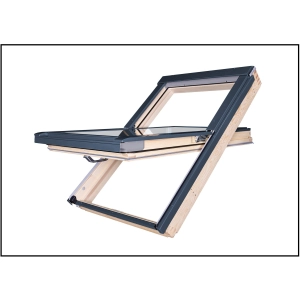 Okno dachowe obrotowe FAKRO FTP-X P50 APMX – drewno naturalne, RAL 7016