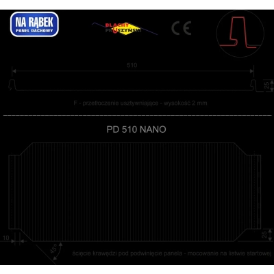 Panel dachowy PD510 Nano blacha na rąbek MAT 35lat gwarancji
