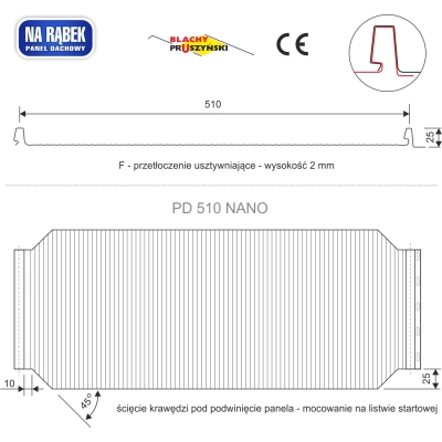Panel dachowy nanofala blacha na rąbek MAT 35lat gwarancji