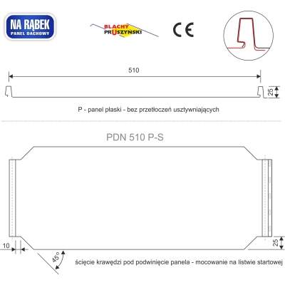 Panel dachowy płaski blacha na rąbek MAT 35lat gwarancji